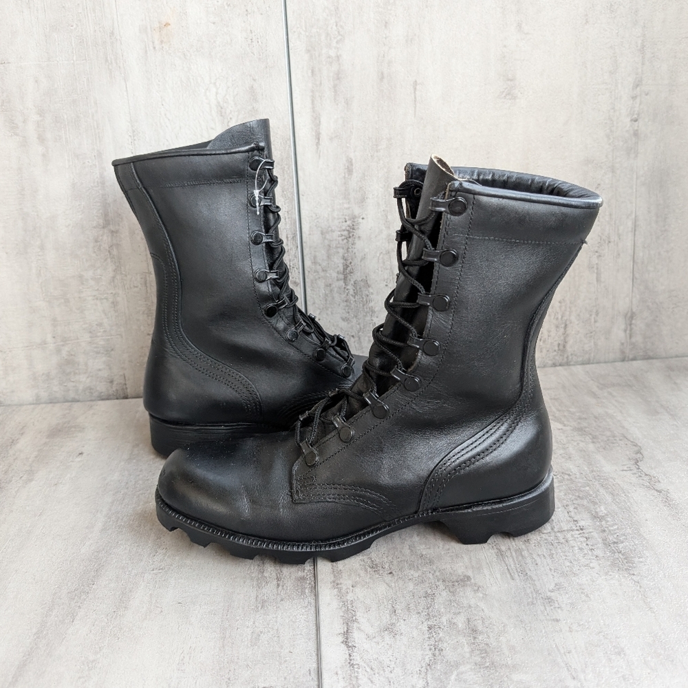 Ro Search Vintage 6NR Black Leather Combat Military Boots Mens 6 women's 7.5
